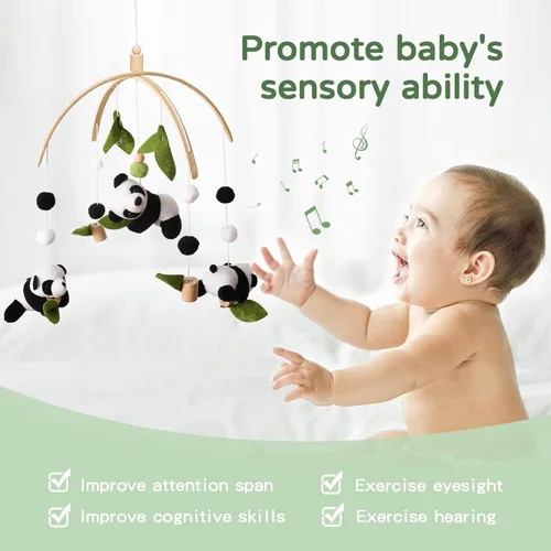 Miniatura 2 de Móvil de bebé para cuna, decoración móvil de guardería, decoración de panda para bebé, móvil suave para niño, niña