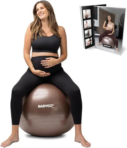 Miniatura 19 de BABYGO Pelota de Parto – Juego de pelota y libro de yoga para embarazo, trabajo de parto y ejercicio con enfoque en trimestres, fisioterapia