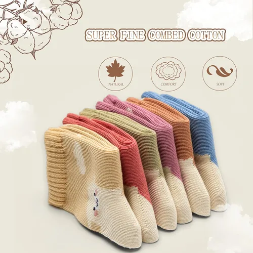 Miniatura 20 de Aisyee Calcetines de algodón para niños, calcetines sin costuras para niños, calcetines coloridos de cuarto de punto, paquete de 6