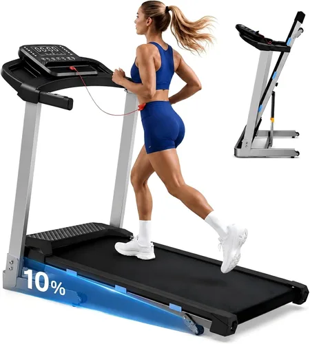 Cardirun - Cinta de correr plegable con inclinación, capacidad de 350 LBS y 7.6 MPH, 3.0HP Cintas de correr silenciosas para el hogar pequeño con