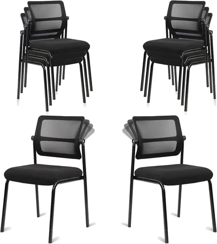 Miniatura 19 de CLATINA Sillas de escritorio de oficina apilables de malla, portátil, apilable, a granel, para sala de espera, sin brazos, con respaldo ajustable