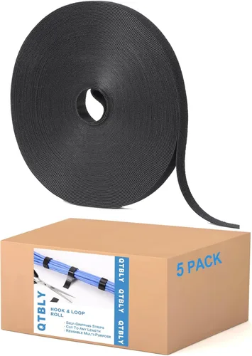 Miniatura 9 de Rollo de gancho y bucle de 1/2 pulgadas x 100 pies Tiras de doble cara, correas autoadhesivas Sujetadores reutilizables multiusos para el hogar
