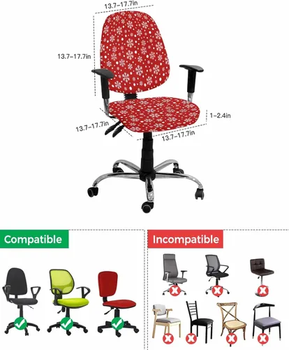 Miniatura 5 de Fundas elásticas para silla de oficina de copo de nieve de Navidad, 2 piezas, suave, decorativo, protector para silla de escritorio, protector