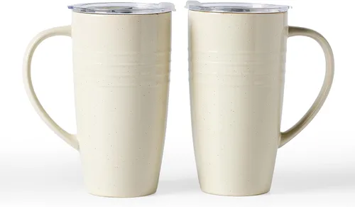 Miniatura 19 de famiware Jupiter - Taza de café grande de 20 onzas con tapa, taza de cerámica con asa para café con leche, té, cacao, leche, hogar y oficina, apta