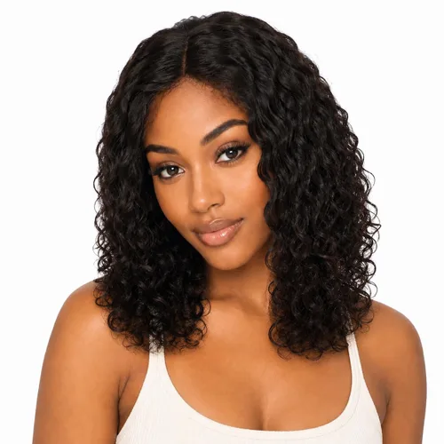 Miniatura 31 de Peluca de cabello humano con encaje frontal en T de 13 x 4 pulgadas, peluca de encaje HD rizado profundo sin pegamento, línea de cabello