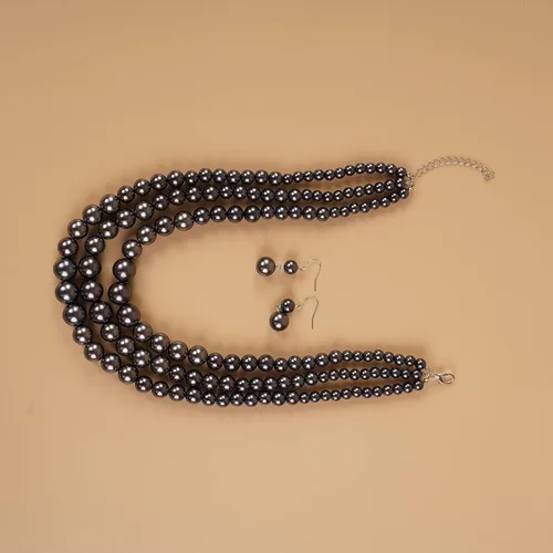 Miniatura 4 de YERTTER Juego de gargantillas vintage de los años 20, collar de perlas grandes, collar de perlas de imitación de múltiples hebras, collar de perlas