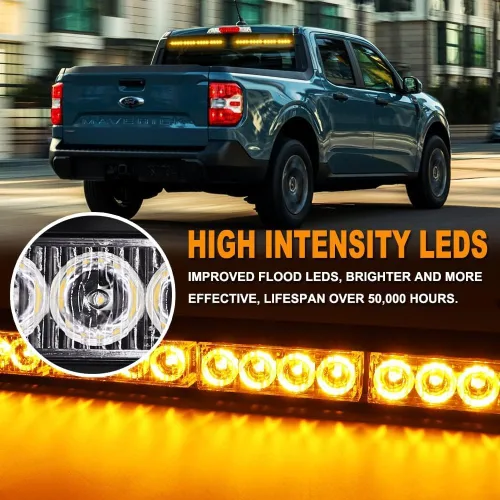 Miniatura 2 de Ediors barra de luces led de 16 pulgadas y 7 funciones, luz de emergencia, de advertencia para tráfico, luz de led estroboscópica con soportes