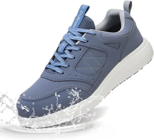 Miniatura 12 de Zapatos de trabajo antideslizantes para hombres, impermeables, resistentes al aceite, ligeros, duraderos, para cocina, restaurante, enfermería