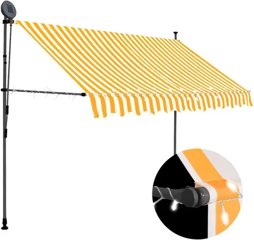 Miniatura 15 de vidaXL Toldo retráctil manual con luces LED, 59.1" - Amarillo y azul