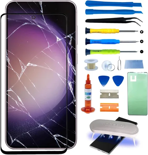 Compatible con Samsung Galaxy S23 Plus Reemplazo de Pantalla, 5G 6.6 pulgadas Lente Exterior Delantera Kit de Reparación de Reemplazo de Cristal –