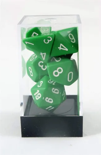Miniatura 2 de Juego de dados opacos poliédricos de 7 troqueles - verde con blanco