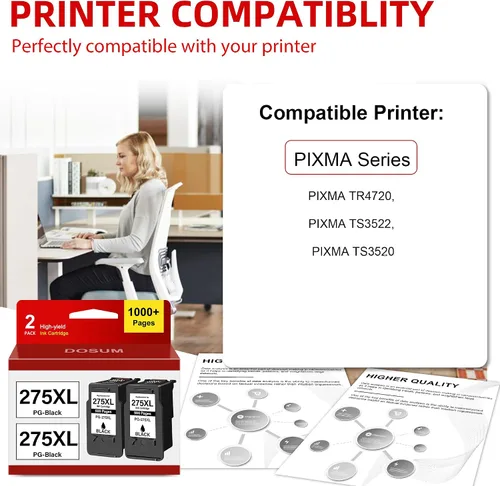 Miniatura 2 de PG-275XL Cartucho de tinta negro remanufacturado PG275 275 XL 276 Reemplazo para Canon Pixma TS3500 TS3522 TR4700 TR4720 TR4720 TS3520 TS3720 TS3722