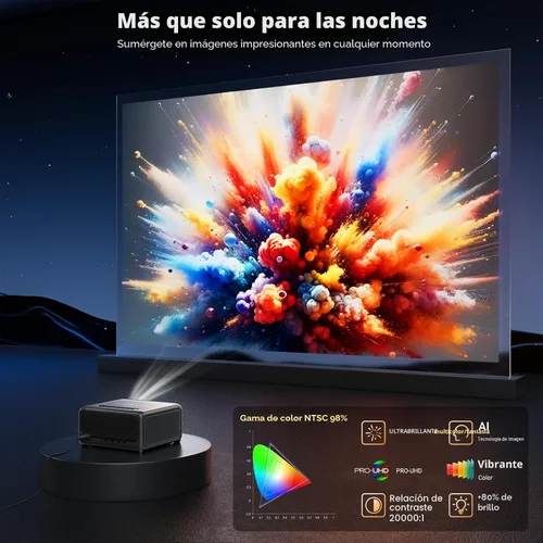 Miniatura 4 de GooDee Proyector Inteligente 4K con WiFi y Bluetooth - 3000 ANSI UHD, Enfoque Automático ToF Keystone MEMC, Proyector de Video de Cine en Casa