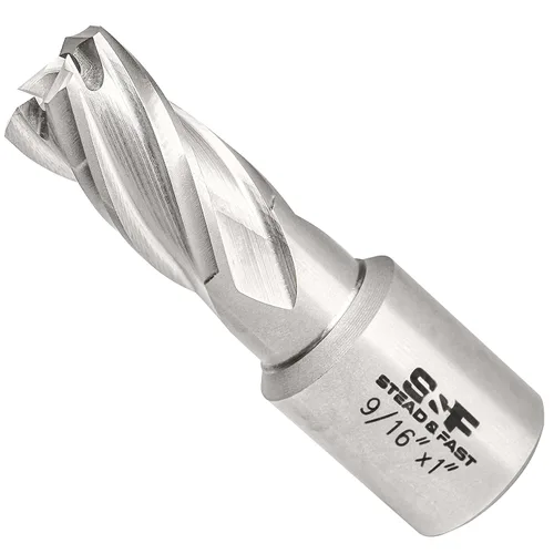 S&F STEAD & FAST Cortador anular, diámetro de corte de 9/16" x 1" profundidad de corte para prensa de taladro magnética, brocas Mag con pasador