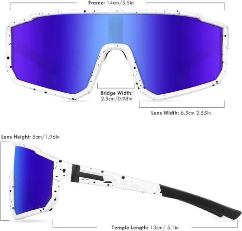 Miniatura 2 de MVPTGRS Gafas de sol deportivas para niños y niñas de 8 a 14 años, marco TR90, para béisbol, softbol, ciclismo, golf Lentes azules con montura blanca