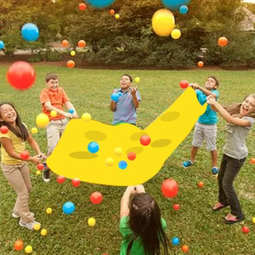 Miniatura 4 de Sonyabecca Yellow Hole Tarp Team Building Games for Work with 8 Pcs Team Building Ball for Teamwork Group Learning Fun