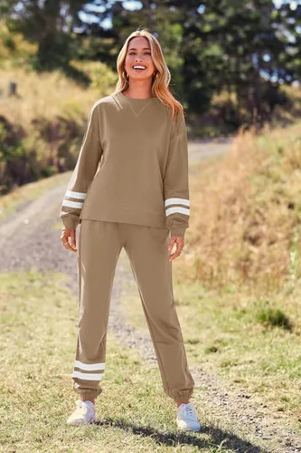 Miniatura 130 de Prettygarden - Conjunto de pijama de dos piezas para mujer, diseño de teñido anudado, sudadera informal de manga larga con pantalones largos, ropa