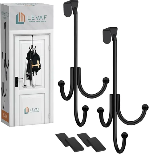 Paquete de 2 ganchos para colgar sobre la puerta, con 3 cabezales para colgar y almohadillas de ajuste cómodo, 2 ganchos resistentes para colgar