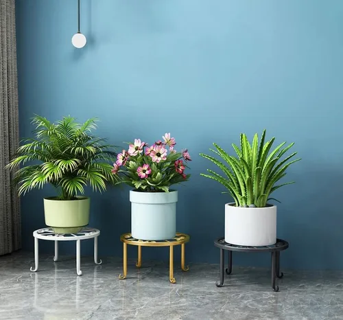 Miniatura 7 de Tosnail Paquete de 4 soportes de metal para plantas, estante de soporte para macetas, soportes para macetas, soporte para macetas de hierro