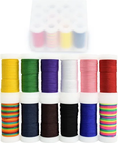 TONIFUL Juego de 12 colores de 0.031 in de color de satén de nailon sedoso, 240 yardas, cuerda de cuentas de nailon colorido para collar trenzado,