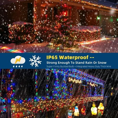 Miniatura 6 de MZD8391 300 luces LED rojas y verdes de 105 pies, luces de Navidad para interiores y exteriores, luces de árbol de Navidad, decoraciones de fiesta