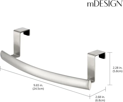 Miniatura 4 de mDesign Barra Curva de Toallas sobre Puerta de Acero, Colgador para Armario o Mueble, Soporte para Cocina, Baño - Sostiene Toallas de Mano/Platos