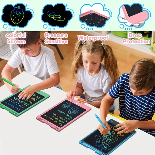 Miniatura 5 de FLUESTON Tableta de escritura LCD para niños, tableta de dibujo para niños y niñas de 3, 4, 5, 6, 7, 8 años, 8.8 pulgadas, 3 piezas en 1 paquete