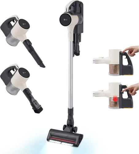 Aspiradora de palo inalámbrica LG Cordzero Q3 con detección automática multisuperficie, boquilla Dual Floor Max Lite, color beige