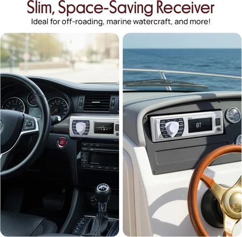 Miniatura 3 de Pyle Kit de altavoces receptores de unidad de cabeza marina – In-Dash LCD estéreo digital integrado Bluetooth y micrófono con sistema de radio AM FM