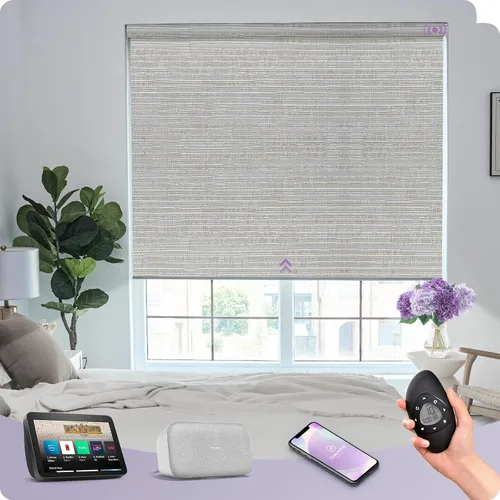 Miniatura 21 de Graywind Persiana enrollable motorizada funciona con Alexa Google, persianas inteligentes 100% opacas recargables con control remoto de motor