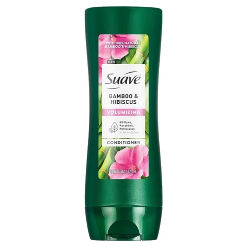 Suave Acondicionador voluminizador de bambú e hibisco, para cabello fino y plano, sistema probado en salón para aumentar el volumen y el cuerpo del