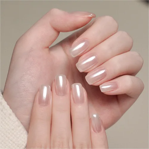 GAOY Polvo de uñas de cromo perla blanca, efecto espejo, pigmento brillante, sirena, aurora, decoración de uñas, blanco brillante