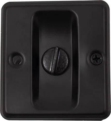 Miniatura 2 de Stone Harbor Hardware Cerradura de puerta de bolsillo cuadrado, función de privacidad, negro mate