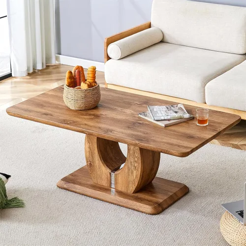 Miniatura 7 de LKTART Mesa de Centro Rectangular para Sala de Estar, Mesas de Centro de Imitación de Mármol con Almacenamiento, Base Moderna Estable Mesa de Centro