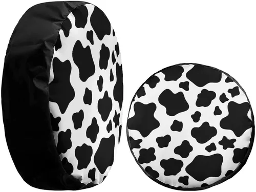 Miniatura 4 de Funda para neumático de repuesto con estampado de vaca blanca, a prueba de polvo, para remolque, RV, SUV y muchos vehículos, 18 pulgadas