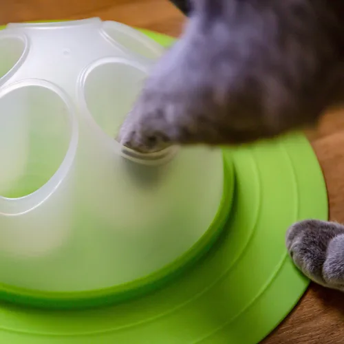 Miniatura 9 de Franklin Pet Supply Co. - Cuenco interactivo para excavación lenta para gatos, cuenco de juguete para golosinas + alimentos, comedero rascador