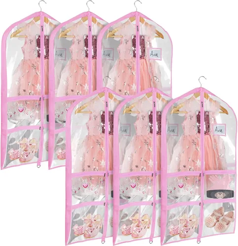 Miniatura 19 de Univivi Bolsas de PVC transparente para disfraz de baile, bolsa de ropa de 35 pulgadas para competiciones de baile, con 3 bolsillos separados