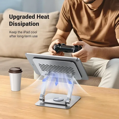 Miniatura 6 de UGREEN - Soporte para tablet para escritorio con base giratoria de 360°, soporte de aluminio de doble varilla ajustable, accesorios para el hogar