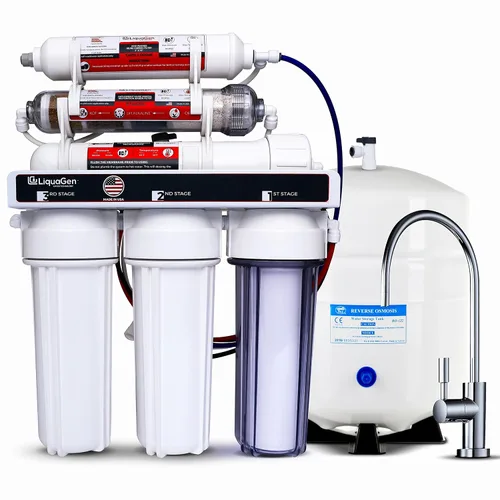 LiquaGen - Sistema de ósmosis inversa de agua potable residencial debajo del fregadero (75 GPD) con filtro mineral antioxidante pH para agua