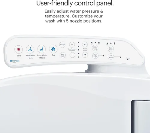Miniatura 6 de Brondell SE400-RW Swash SE400 Asiento de inodoro eléctrico con asiento calefactado, boquilla oscilante de acero inoxidable, secador de aire cálido
