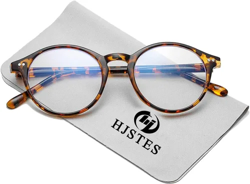 Miniatura 17 de HJSTES Gafas de Luz Azul Vintage para Mujeres y Hombres Redondas que Bloquean la Luz Azul con Marco Grueso TR90