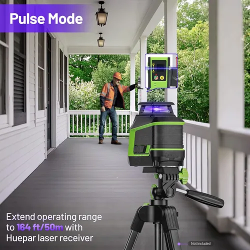 Miniatura 6 de Nivel Láser de 360°, HUEPAR 82-165 Pies 3 Niveles de Brillo Nivel Láser Autonivelante con Modo de Pulso, Láser Púrpura de Alta Penetración Batería