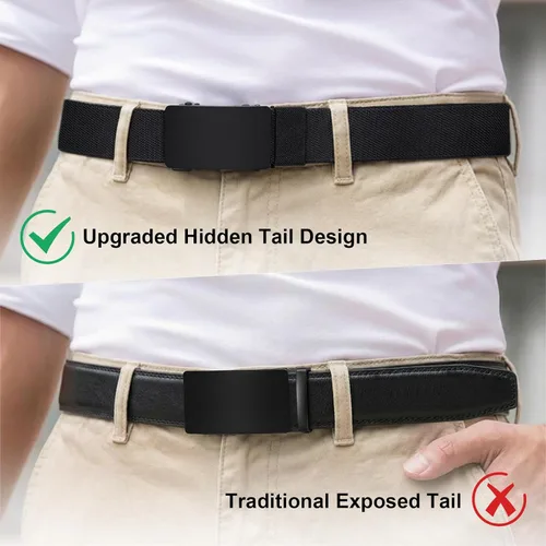 Miniatura 2 de Cinturón de trinquete de nailon para hombres, cinturón táctico EDC CCW, elástico ajustable