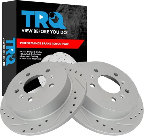 Miniatura 296 de TRQ Juego de rotores de freno de rendimiento trasero con revestimiento G premium compatible con Mazda 6 2014-2021