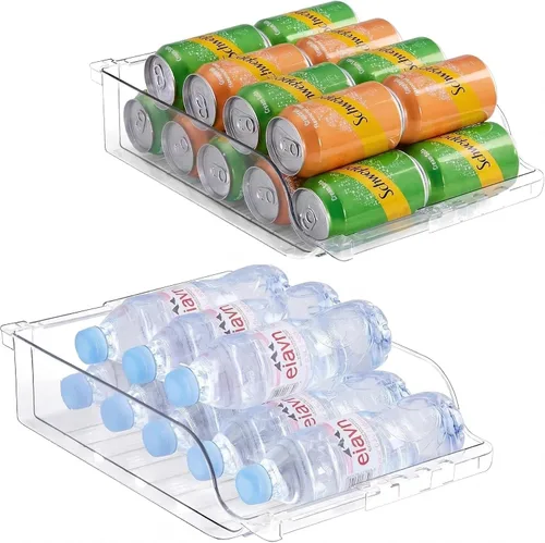 Miniatura 9 de Dispensador de latas de soda extra largo y ampliado con tapa para refrigerador, organizador apilable de bebidas para nevera, despensa, capacidad
