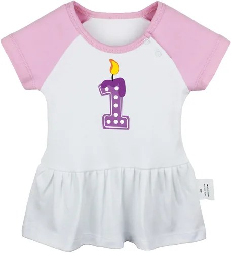 Miniatura 4 de iDzn Pack of 2, Happy First Birthday & I'm 1 Funny Print Dresses, Newborn Infant Baby Girls Princess Dress, Cute Ruffle
