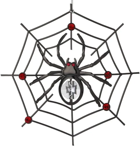 Miniatura 17 de Ornamento colgante de araña negra de Matashi para árbol de Navidad con cristales azules y transparentes – Decoración de telaraña de araña