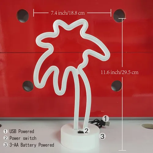 Miniatura 4 de JYWJ Letreros de neón con base de soporte, luz de neón alimentada por USB o 3 pilas AA, decoración LED de pared de escritorio, varias fiestas