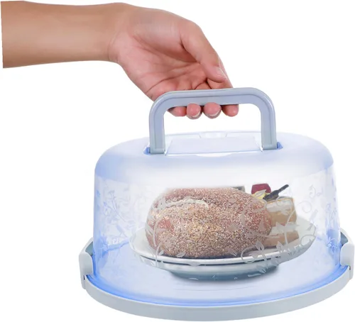 Miniatura 4 de DOITOOL Porta pasteles de plástico con asa para pasteles de 8 pulgadas, contenedor redondo portátil para tartas para transporte, contenedor