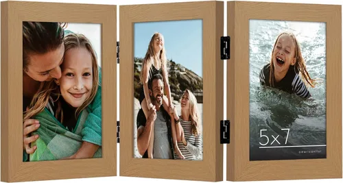 Miniatura 19 de Armazón de fotos con bisagra y frente de vidrio. Fabricado para exhibir dos fotos de 4 x 6 pulgadas, se para de manera vertical en el escritorio